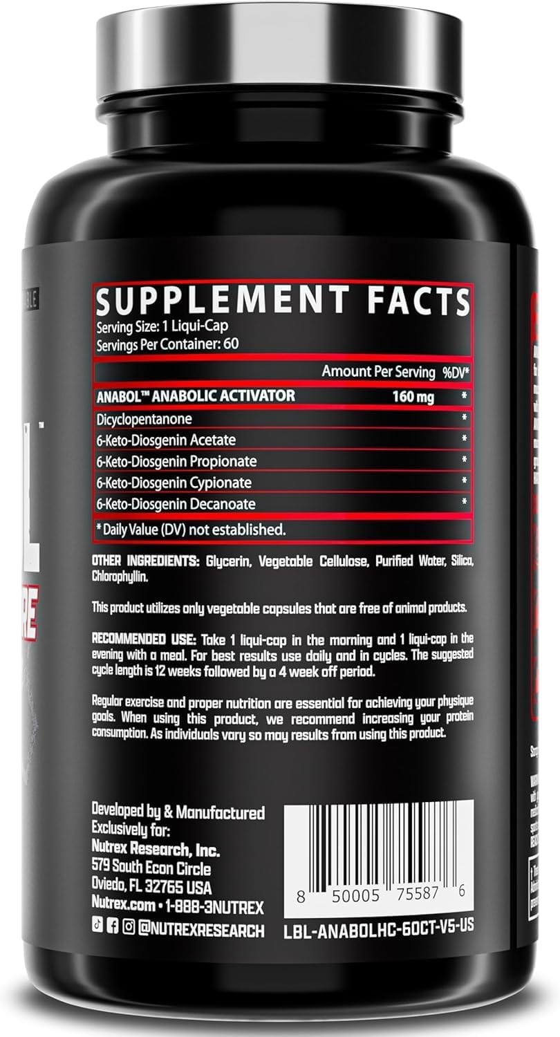 Nutrex Research Anabol Hardcore Anabolic Activator, Muscle Builder and Hardening Agent, 60 Count
