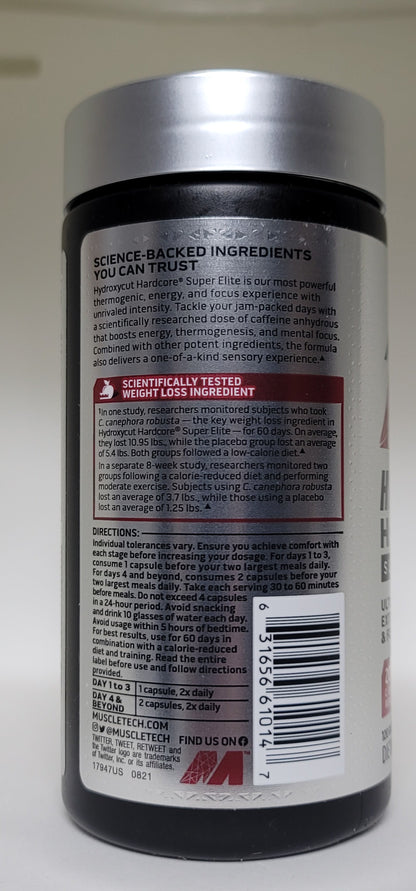 MuscleTech Hydroxycut Hardcore Super Elite | Weight Loss Pills | Intense Focus + Sensory | 120 Pills