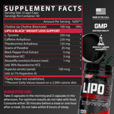 Nutrex Lipo-6 Black Max Strength Fat Burner - Fast Acting Energy, Weight Loss Diet Pills – Appetite Suppressant, Metabolism Booster - 120 Capsules