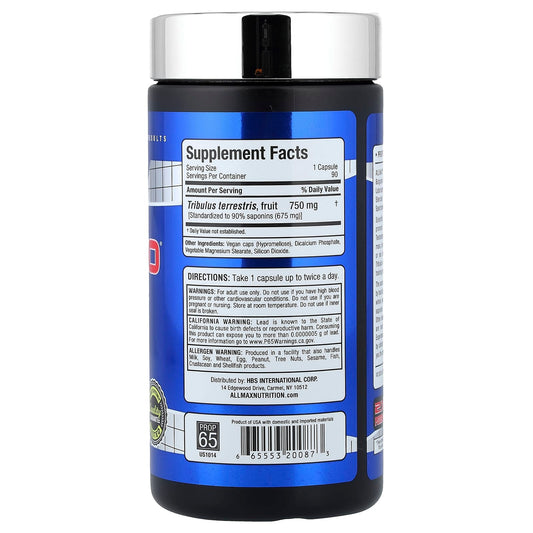 2-Pack AllMax Nutrition TribX90 – 100% Pure Bulgarian Tribulus Terrestris (180 Capsules Total)