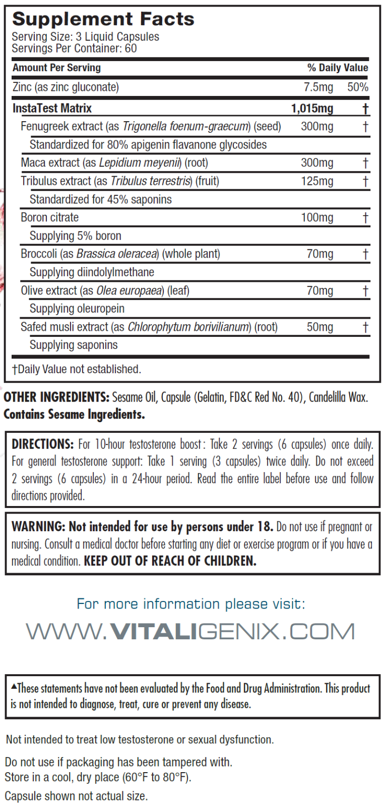MuscleTech VITALIGENIX T10 10-Hour Test Booster Male Vitality Formula