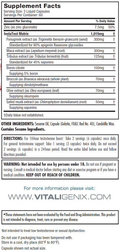 MuscleTech VITALIGENIX T10 10-Hour Test Booster Male Vitality Formula