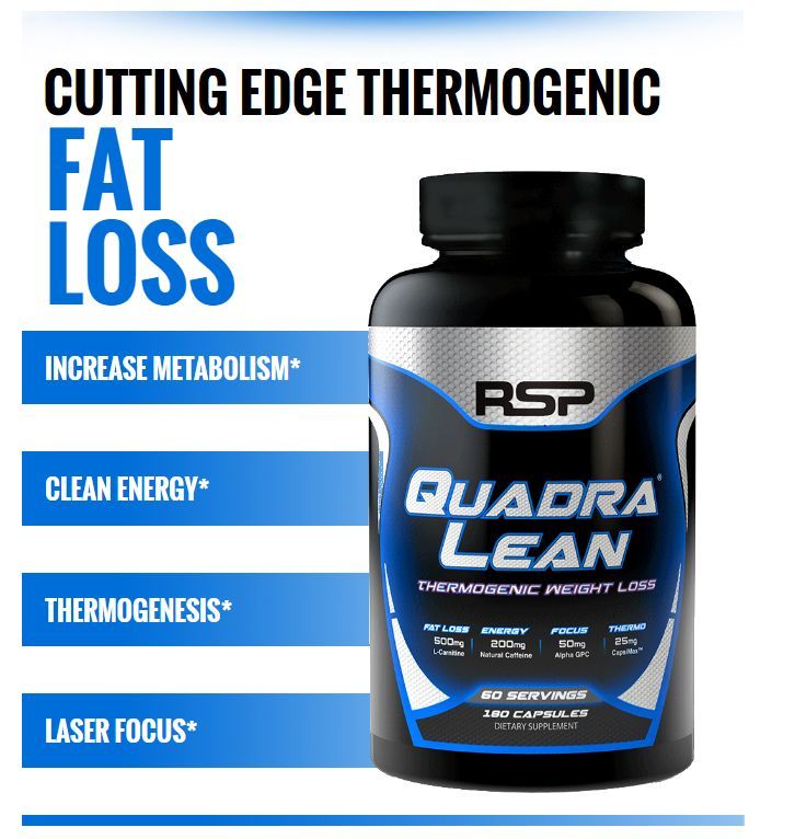 RSP Nutrition QuadraLean Thermogenic 180 caps Weight Loss Fat Burner N